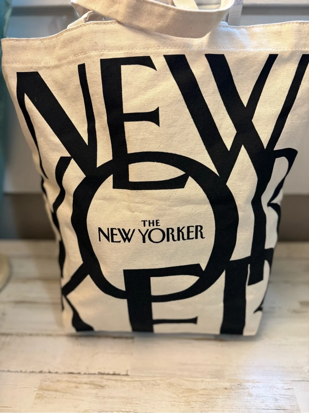 The New Yorker Canvas Tote Bag in Natural and Black